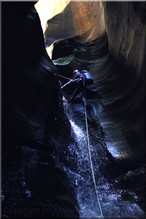 Second abseil in Claustral Canyon