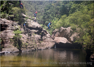 Taking a plunge in the Wollangambe River
