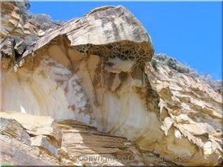 marked rock overhang