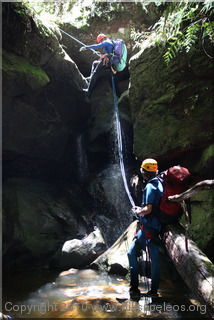 First abseil in Geronimo Canyon