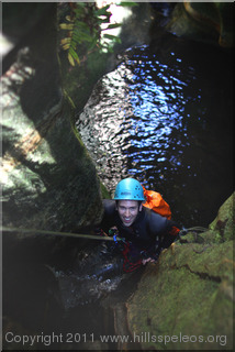 The first abseil, Yileen Canyon