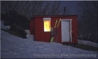 Valentine Hut by moonlight