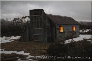 Round Mountain Hut under moonlight