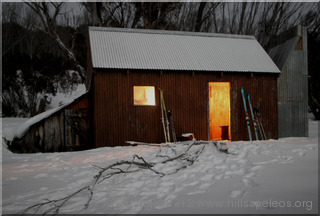 Grey Mare Hut in moonlight