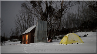 Grey Mare Hut in moonlight
