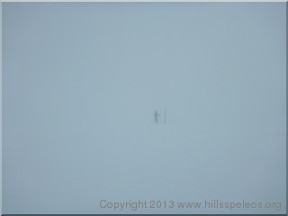 Whiteout between Cleve Cole Hut and Mt Bogong