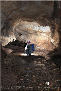 Ros in the Lake Chamber, Wiburds Cave 2012
