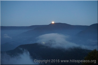 The setting moon, as viewed from Splendour Rock