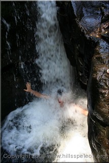 Mark having a dip in the upper Kangaroo River