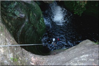 Plunge pool at bottom of first abseil