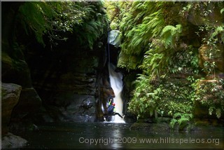 Mark on last abseil in north Bowens Creek 