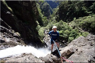 Glen on fourth abseil in Kanangra Main